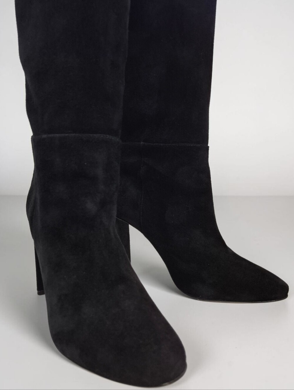 Schutz Austine Black Suede Over the Knee Boots 9 Block Heel Round Toe - Picture 10 of 16